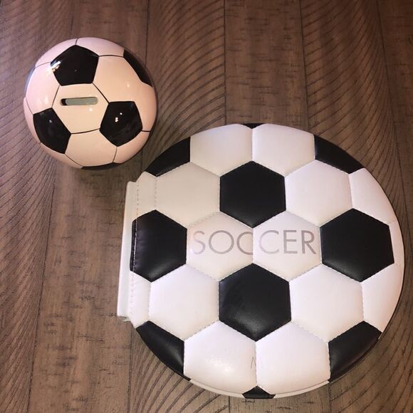 🥅 ⚽️ Soccer ⚽️ Set Vegan Leather Book with Pele Stars ⭐️ of Soccer Ball Bank 🏦 - Picture 3 of 17